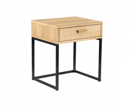 Noční stolek z kovovu a dubu/Nočný stolík z kovov a dubu